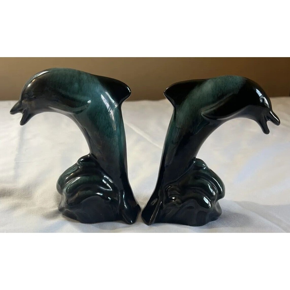 Blue Mountain Pottery Dolphin Sculpture Blue Dolphin Ceramic -